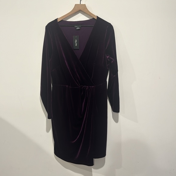 NEW • City Chic CITY CHIC • Women’s Clare Velvet Dress oxblood Purple Small 16 - Picture 3 of 4